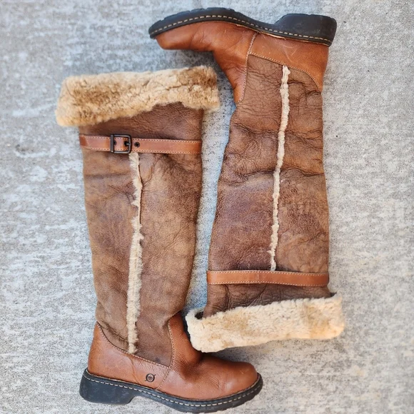Brown Oakdale Tall Leather Over The Knee Searling Boho Boots, Sz 8 - Picture 1 of 8